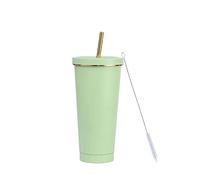 HUIEYE 750ML Gobelet Isotherme Avec Paille et Couvercle, Tasse à café en Acier Inoxydable,Réutilisable Tasses Isothermes Pailles et Brosse Nettoyage,Tasse à Café pour Boissons Chaudes Glacées(Vert)