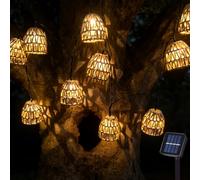 HUIKUANGEU Guirlande Solaire Exterieur,Guirlande Lumineuse Exterieure Solaire 3.6m,Led Guirlande Lumineuse Solaire,Guirlande LED Guinguette Exterieur Intérieur,pour Jardin,Cour,Fête