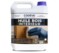 Huile Bois Interieur - Codeve Bois - 5L - Intérieur - D'entretien Pour Boiserie, Porte, Menuiserie, Lambris Ou Poutre En Bois.