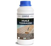 Huile Bois Terrasse - Codeve Bois/Chêne foncé - 1L - Intérieur/extérieur - Pour La Protection D'un Bord De Piscine, Terrasse Ou Caillebotis En Bois.