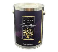 Huile-cire béton 2,5L BIOFA - Finition satinée hydrofuge pour béton, chapes, tomettes, carreaux de ciment et pierres, incolore, usage intérieur
