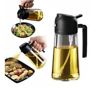 Huile de cuisine en spray 470ml - Air Fryer 2 en 1 pour la cuisson, les salades, les vinaigres et les accessoires de cuisine - Noir