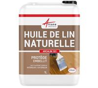 Huile de Lin Naturelle Bois - Protection et Nourrissage Bois Intérieur Extérieur, Aspect Mat Naturel, Entretien Bois Brut et Traditionnel - 1 L - ARCANE INDUSTRIES