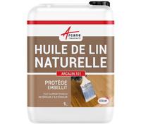 Huile de Lin Naturelle Bois - Protection et Nourrissage Bois Intérieur Extérieur, Aspect Mat Naturel, Entretien Bois Brut et Traditionnel - 1 L - ARCANE INDUSTRIES