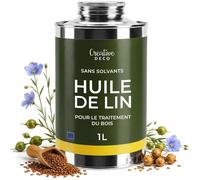 Huile pour bois - CREATIVE DECO - Huile de lin 1 L - Cire de carnauba - Incolore - Sans solvant, vegan