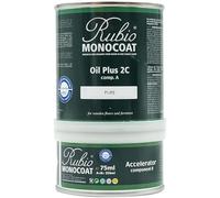 Huile pour bois Rubio Monocoat 14 m² - Blanc | Oil Plus 2C | Huile de lin pour bois écologique à séchage rapide pour l'intérieur, avec accélérateur (partie B) | Protecteur | 350 ML