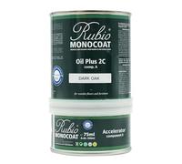 Huile pour bois Rubio Monocoat 14 m² - Chêne Foncé | Oil Plus 2C | Huile de lin pour bois écologique à séchage rapide pour l'intérieur, avec accélérateur (partie B) | Protecteur | 350 ML