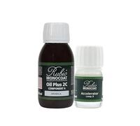 Huile pour bois Rubio Monocoat 5 m² - Arabica | Oil Plus 2C | Huile de lin pour bois écologique à séchage rapide pour l'intérieur, avec accélérateur (partie B) | Protecteur | 130 ML