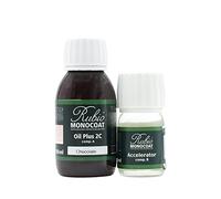Huile pour bois Rubio Monocoat 5 m² - Chocolat | Oil Plus 2C | Huile de lin pour bois écologique à séchage rapide pour l'intérieur, avec accélérateur (partie B) | Protecteur | 130 ML