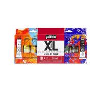 Pébéo Kit peinture à l'huile Huile Fine XL – 10 tubes 20 ml + pinceau – Couleurs assorties
