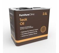 Huile Teck Furniture Clinic - Huile pour Bois d'Extérieur - Protection Meubles de Jardin - Restaure le Bois, Prévient le Dessèchement - Séchage Rapide - Finition Mate Naturelle - 2.5L