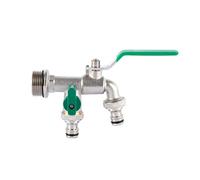 HUIOP Robinet double 1 pouce et 1 x 3/4" avec vanne de sortie plus épaisse Amovible pour les cultures de jardin avec eau potable avec poignée verte
