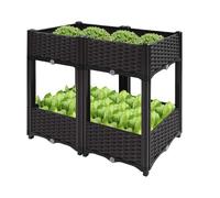 HuKaiL Jardinière surélevée à double couche avec 4 boîtes, plate-bande surélevée pour balcon avec trous de drainage pour jardins, balcons, entrées de café, 80 x 40 x 67 cm