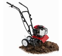 HuKaiL Mini caoutchouc 1,9 kW - Cultivateur à goupilles 52 cc 6500 tr/min | Microcultivateur : puissant, 25:1, réservoir de 15 kg, 0,95 l, lames de 22,5 cm - Avec roues et réservoir, pour jardin