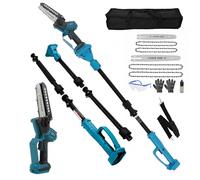 HuKaiL Tronçonneuse 2 en 1 avec tige télescopique - Pour Makita 18 V, 6 et | 1000W Brushless Télescopique 1,37-2,44m Pivotant 180° - Comprend 2 Rails, 4 Chaînes, Gants & Lunettes de Protection