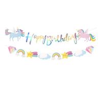 HUKUMA Guirlande Happy Birthday - Décoration d'anniversaire d'enfant - Bannière Happy Birthday - Décoration d'anniversaire pour enfants - 1, 2, 3, 4, 5, 6 ans