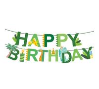 HUKUMA Guirlande Happy Birthday - Décoration d'anniversaire d'enfant garçon - Bannière dinosaure Happy Birthday - Décoration d'anniversaire pour enfants - 1, 2, 3, 4, 5, 6 ans