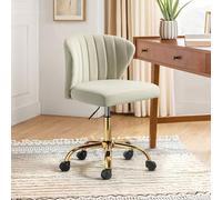 HULALA HOME Chaise de Bureau Moderne, Chaise Coquille, Fauteuil de Bureau en Velours, Siège Roulante Pivotante à Dossier Bas Réglable, pour Salle de séjour, Salle d'Etude, Tan