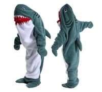 HULG Plaid Requin,Sac De Couchage Requin,Couverture De Requin Adulte - Shark Blanket Douce Couverture Chaude, Le Cadeau Parfait pour Les Amoureux des Requins (Mist Blue,S)