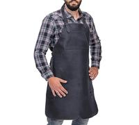 HULKAY Tablier De Travail Robuste en Cuir Pu, Bretelles RéGlables, Résistant à L'Eau, Qualité Supérieure, IdéAl Pour Le Barbecue, La Boucherie Et La Cuisine,Marron,One Size