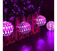 HULX Guirlandes Solaires, 3m 10LED Guirlande Lumineuse Marocaine Lumières de Boule de Métal Solaire avec 8 Modes Imperméables (Rose)