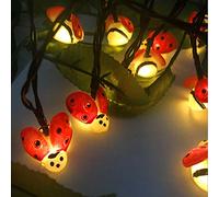 HULX Guirlandes Solaires Extérieures, Lumière Solaire de Coccinelle Coléoptère String Light Insecte Solaire Extérieur String Light étanche (6.5M 30LED)