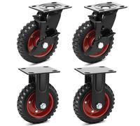 Humagineer Roulettes Industrielles Charge Lourde 150mm - Set de 4 Roulettes Pivotantes Freinées et Fixes, Roues en Caoutchouc Plein Antidérapant 800kg pour Chariot Industriel Lourd et Machine
