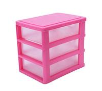 Humanitypd Mini boîte de rangement translucide en plastique de type tiroir (rose rouge 3 couches)