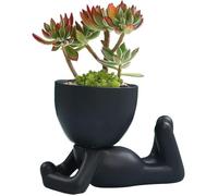 Humanoid Resin Vase Decorative Flower Pot Sculpture Planter for Garden Office and Home Decoration - Creative Gift (A)