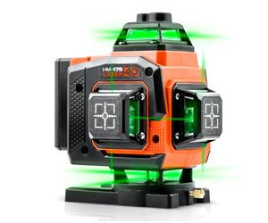 Humberg Laser à lignes croisées vert 4D 16 lignes avec trépied | Niveau laser avec support mural, laser de nivellement pour lignes horizontales et verticales, 20 m, 2 batteries