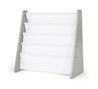 Humble Crew, bibliothèque pour enfants, rangement sur 4 niveaux, porte-livres pour enfants, étagère, gris/blanc