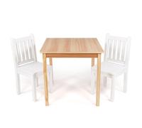 Humble Crew Ensemble Table carrée et 2 chaises en Bois pour Enfant, Bois Naturel/Blanc
