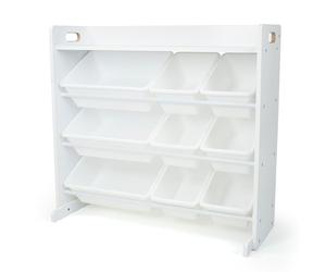 Humble Crew, étagère pour enfants, organisateur de jouets avec 9 bacs de rangement, blanc/blanc