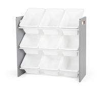 Humble Crew, étagère pour enfants, organisateur de jouets avec 9 bacs de rangement, gris/blanc