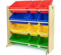 Humble Crew, Organisateur de Jouets avec 12 bacs de Rangement, Naturel et Multicolore