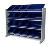 Humble Crew Organiseur de rangement de jouets surdimensionné avec 16 bacs amovibles, gris/bleu marine - Grand rangement de jouets pour les tout-petits idéal pour les chambres d'enfants, les salles de