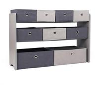 Humble Crew WO487 - Étagère pour enfants, organisateur en bois pour jouets avec 9 boîtes en tissu