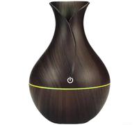 Humidificateur, 130 ml USB Diffuseur de Bureau Silencieux Sortie Brume avec Lumière LED Texture Bois Texture Vase Design pour Chambre (A)