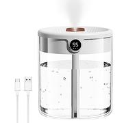 Humidificateur 2000 ml, mini humidificateur USB avec 3 modes de brume et indicateur d'humidité LED, humidificateur silencieux avec veilleuse pour chambre à coucher, bureau, chambre de bébé et plantes