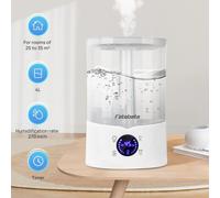 Humidificateur 4 L - Humidificateur à ultrasons - Silencieux <36 dB - Écran LED et minuterie - 31 à 40 m² - Appareil de table portable avec prise UE - Blanc