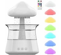 Humidificateur à nuages 450 ml Humidificateur à nuages de pluie avec télécommande, diffuseur d'huile goutte de pluie humidificateur à nuages, veilleuse LED 7 couleurs pour chambre d'enfant bureau cham