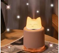 Humidificateur chat mignon, mini brumisateur ultrasonique avec 2 couleurs LED pour chambre d'enfant, refroidisseur portable de 300 ml pour voiture, bureau, arrêt automatique