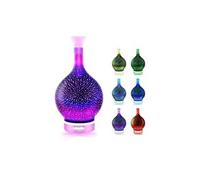 Humidificateur d'air 3d feu d'artifice verre vase forme avec 7 couleurs led veilleuse arôme huile essentielle diffuseur