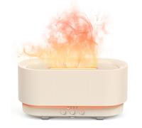 Humidificateur d'air et diffuseur d'huiles essentielles - Mini-humidificateur - Brume froide - Lumière LED effet flamme - Minuterie - Arrêt automatique - USB - Blanc