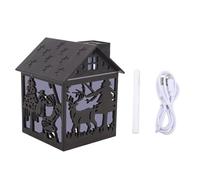 Humidificateur diffuseur d'air ultrasonique coloré, pour ambiance de noël, décoration de maison USB (Grain de bois foncé)