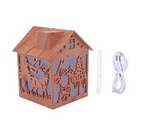 Humidificateur diffuseur d'air ultrasonique coloré, pour ambiance de noël, décoration de maison USB (Grain de bois clair)