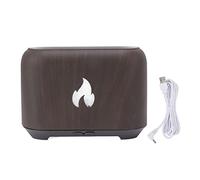 Humidificateur diffuseur de flamme 3D 130ML 7 LED lumière colorée prise USB silencieux ultrasonique brumisateur d'aromathérapie pour chambre à coucher bureau à domicile voiture (Grain de bois profond)