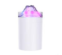 Humidificateur diffuseur USB 200 ml avec fonctionnement silencieux, effet volcanique et lumières LED colorées pour voiture, chambre et salon (blanc)