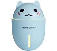 Humidificateur en forme de chat mignon ultra silencieux pour chambre à coucher, chambre de bébé, bureau USB avec veilleuse 320 ml (bleu)