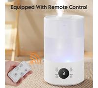 Humidificateur et diffuseur d'arômes - Réservoir de 4 l - Télécommande - Minuterie - Éclairage LED RVB à 7 couleurs - Silencieux <36 dB - 300 ml/h - Pour la maison et le bureau - 25 W 220 V